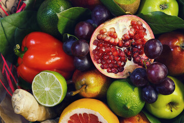 Background of various fruits and vegetables