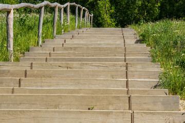 Holztreppe im Wald