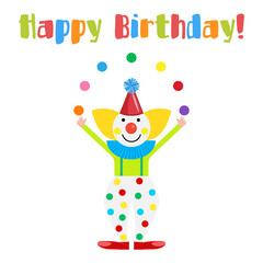 Clown with text Happy Birthday!