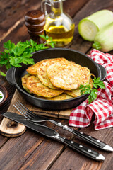 Zucchini fritters, vegetable pancakes