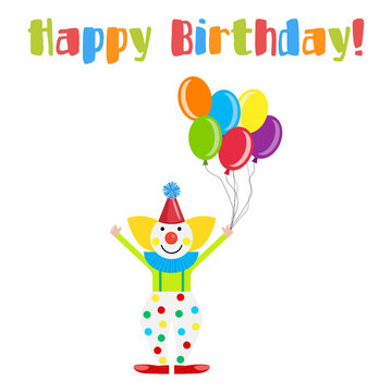 Clown with text Happy Birthday!