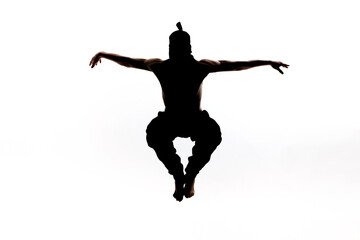 Male ninja silhouette on white background © producer