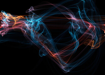 Dark abstract background with a glowing abstract waves