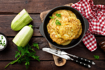 Zucchini fritters, vegetable pancakes