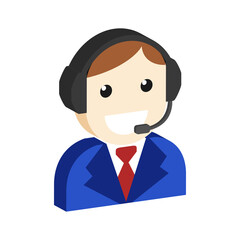 Operator avatar, Customer support symbol. Flat Isometric Icon or Logo. 3D Style Pictogram for Web Design, UI, Mobile App, Infographic.