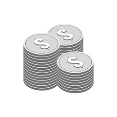 Stacks of Silver Coins symbol. Flat Isometric Icon or Logo. 3D Style Pictogram for Web Design, UI, Mobile App, Infographic.