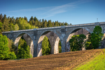 Old railway bridge, Spring landscape