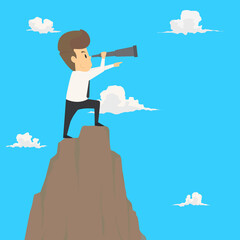 businessman foresight on the mountain
