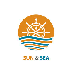 abstract design of ocean logo with waves and helm
