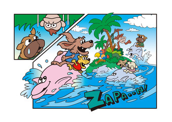 Fototapeta premium 犬の遊園地、犬のキャラクター、アミューズメントパーク
