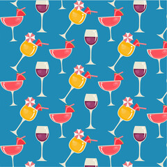 patterns colorful design with Juice and glasses.