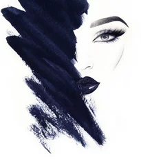 Bilden. Frauengesicht und Platz für Text. Modeillustration. Aquarellmalerei © Anna Ismagilova