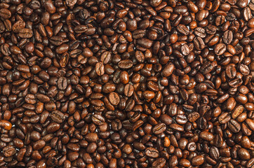A surface of coffee beans