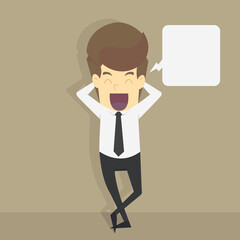 A businessman with a happy, time to relax