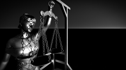 Fototapeta na wymiar Lady of justice on gallows 3d rendering