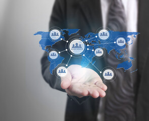 virtual icon of social network in  hand