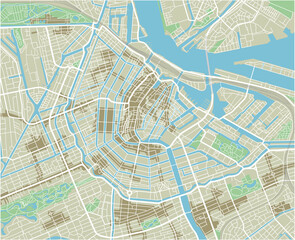 Fototapeta premium Vector city map of Amsterdam with well organized separated layers.
