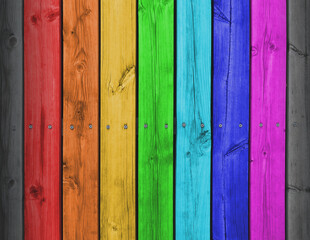 Wooden rainbow background.