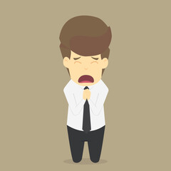 businessman is on his knees and ask for help