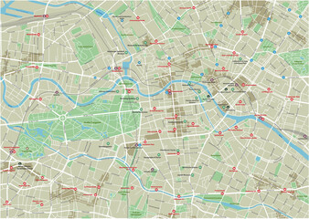 Naklejka premium Mapa miasta Berlin z dobrze zorganizowanymi oddzielnymi warstwami.