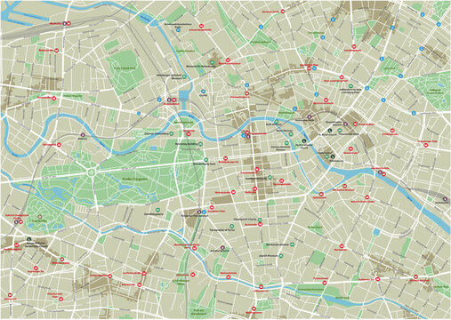 Vector city map of Berlin with well organized separated layers.