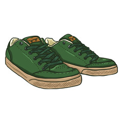 Vector Cartoon Illustration - Pair of Skaters Shoes