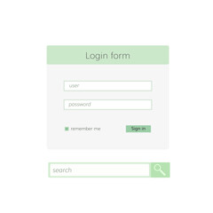 login form and search bar vector 