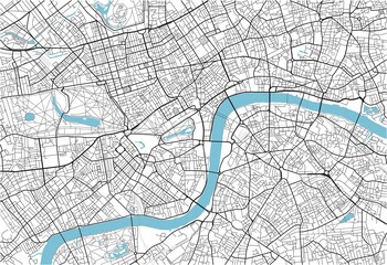 Naklejka premium Czarno-biała mapa miasta Londynu z dobrze zorganizowane oddzielne warstwy.