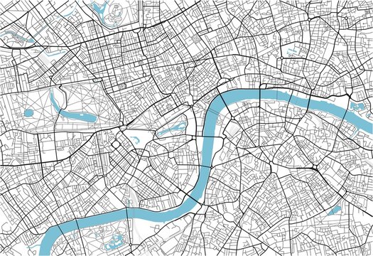 Fototapeta Black and white vector city map of London with well organized separated layers.