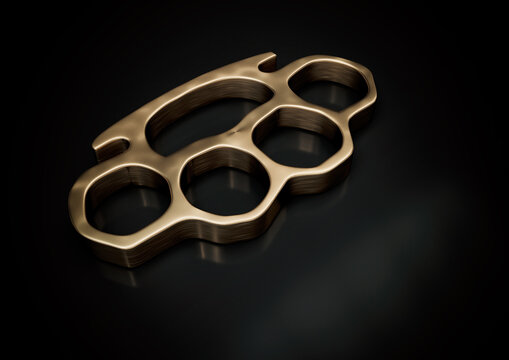 knuckle-duster with copy space on dark background 3d illustration