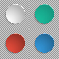 Set four colorful vector circle template isolated on transparent background. Elements for your design. Empty place for text