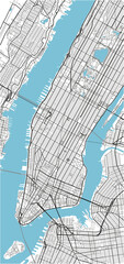 Black and white vector city map of New York with well organized separated layers.