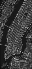 Czarno-biała mapa miasta wektor z Nowego Jorku z dobrze zorganizowanych oddzielnych warstw. - 157138970