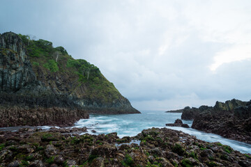Cloudy sunset on the beach in island Lombok, Indonesia