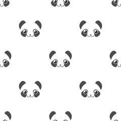 Pattern of panda isolated on white background. Backdrop for your web page, wrap, cover or wallpaper