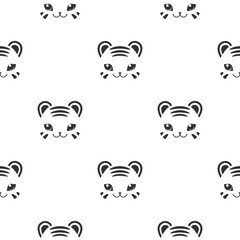 Pattern of tiger isolated on white background. Backdrop for your web page, wrap, cover or wallpaper