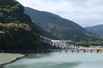 潜水橋と鯉のぼり