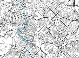 Black and white vector city map of Rome with well organized separated layers.