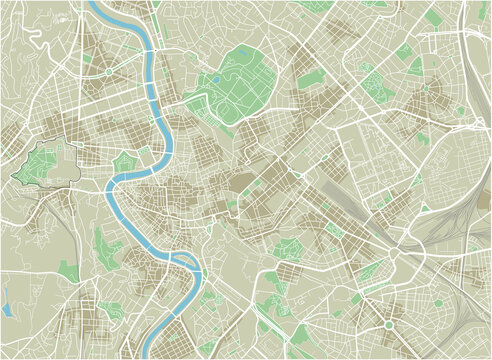 Vector city map of Rome with well organized separated layers.
