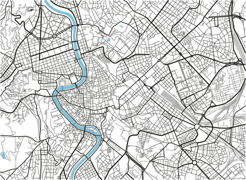 Fototapeta Black and white vector city map of Rome with well organized separated layers.