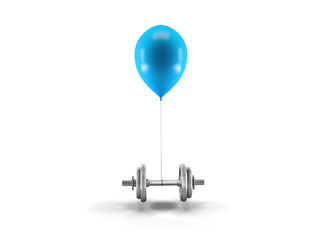 blue balloon lifting a dumbbell