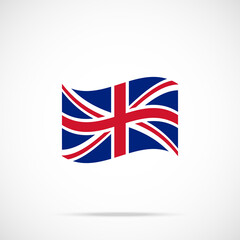 Waving United Kingdom flag icon. Premium quality fluttering UK flag. Accurate official color scheme. Vector icon