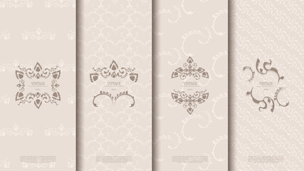 Packaging of exotic Thai pattern element concept earth tone vintage background and logo vector design