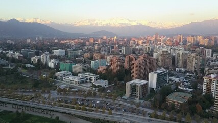 Fototapeta premium Aerial view of city and park in Santiago, Chile