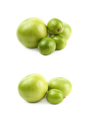 Pile of green fruits isolated