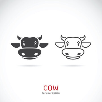 Vector of cow face design on white background, Farm animals.
