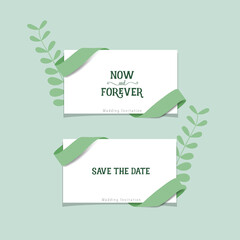 Wedding invitation card design with cute flower templates. Vector illustration