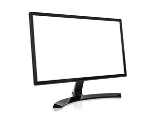 Computer monitor or tv set. Isolated on white background.