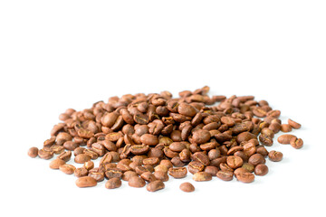 Coffee bean pile  on white background