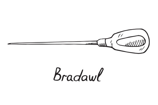  Bradawl, hand drawn doodle sketch in pop art style, vector illustration